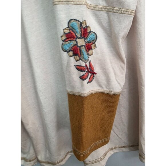 Double D Ranch Embroidered Longsleeve Brown Ribbed Trim Blouse Top Shirt Plus 1X - Picture 4 of 7